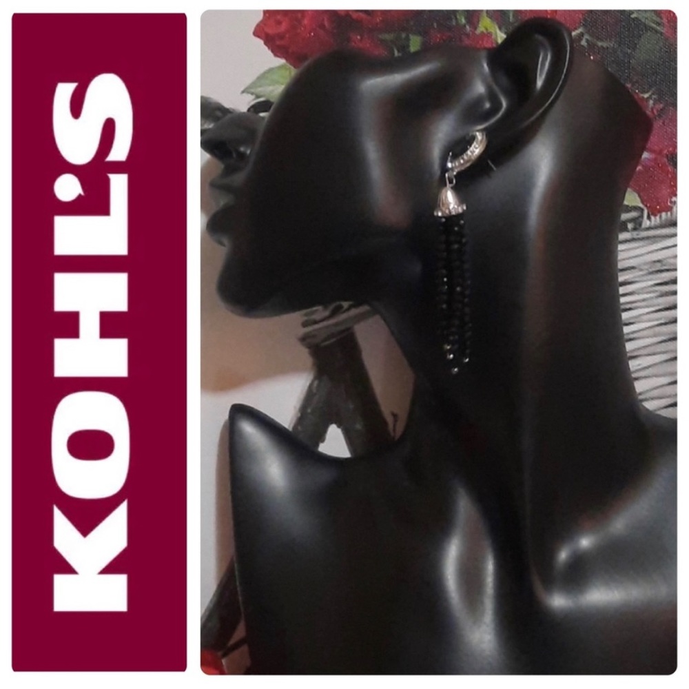Black Beaded Stud Earrings